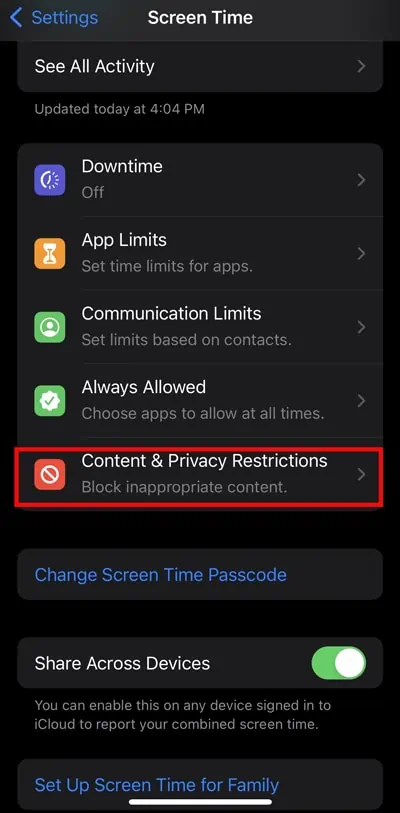 Tap-on-Content-Privacy-Restrictions