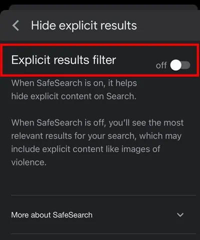 How to Turn Off SafeSearch on iPhone? 42 Toggle-off-the-Explicit-results-filter