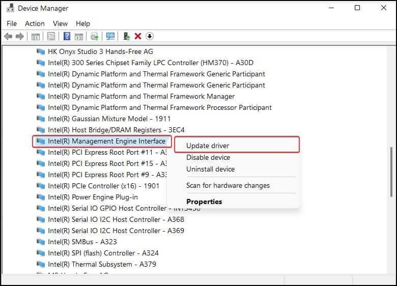 Update Management Engine driver