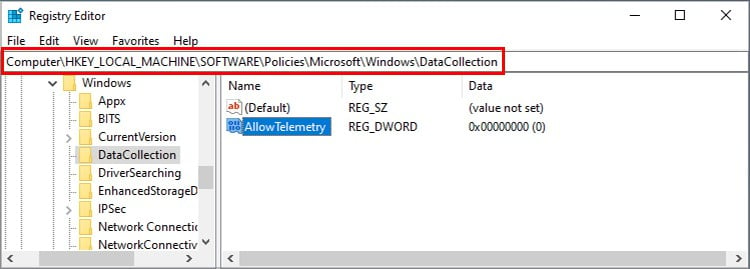 Windows-Registry-Local_Machine-DataCollection-Path
