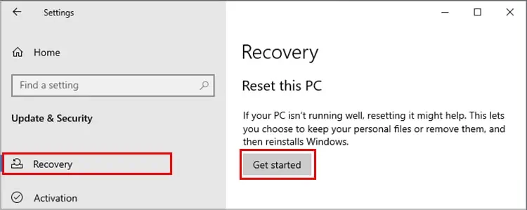 7 Ways to Fix “Some Settings Are Managed by your Organization” Error 36 Windows-settings-Reset_This_PC-Get_started