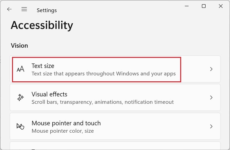 accessibility text size