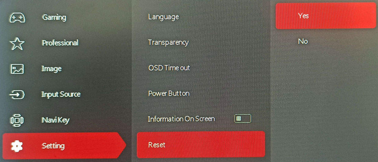 reset monitor