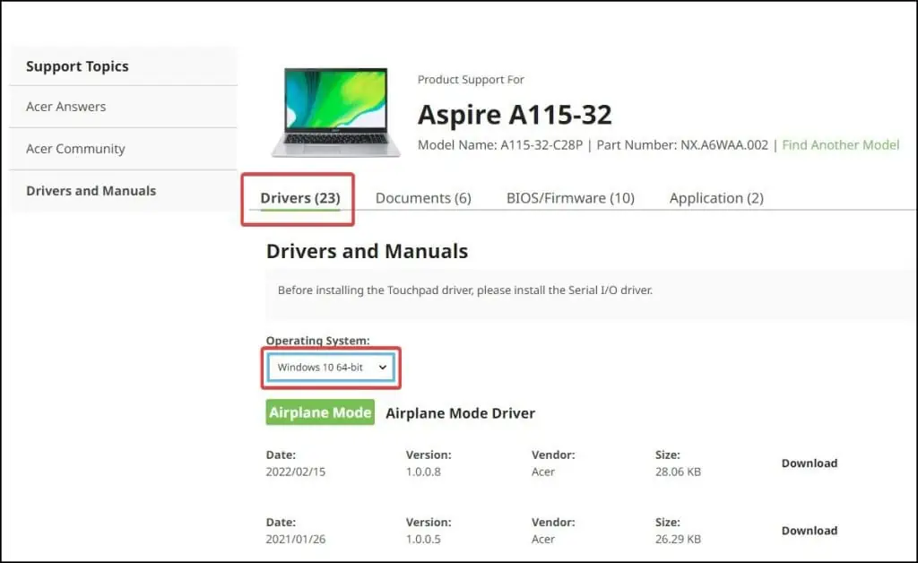 How to Update Drivers on Acer Laptop (Step-By-Step Guide) 37 acerdriversite1-1024x628