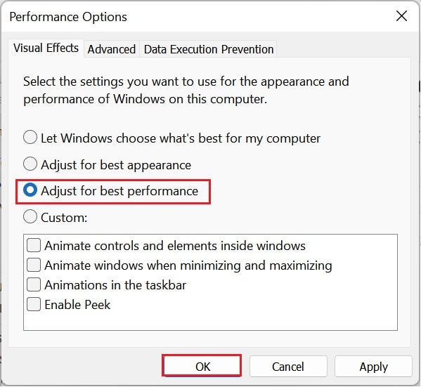 adjust for best performance