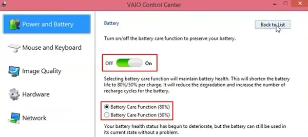 How to Limit Battery Charge on Your Laptop? 33 battery-care-function-enable