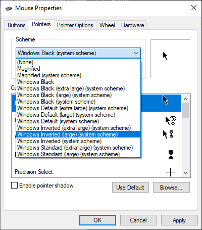 change mouse pointer