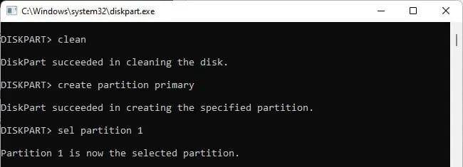 clean-create-partition-primary