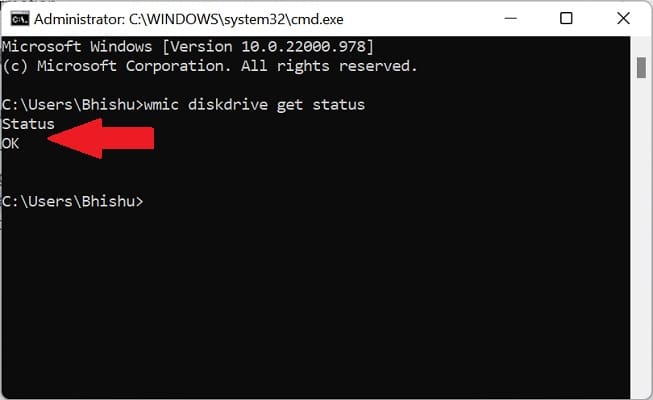 cmd health status ok