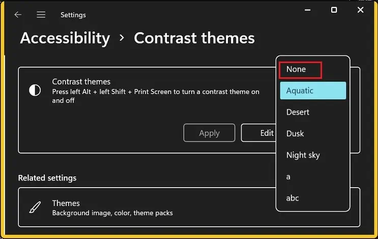How to Reset Display Settings on Windows 52 contrast-themes-set-none