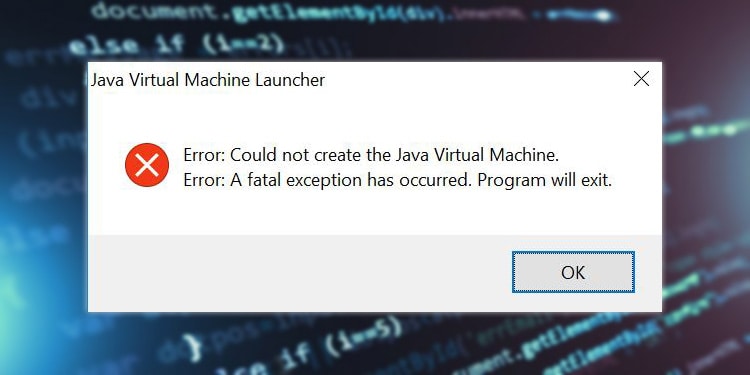 could not create the java virtual machine