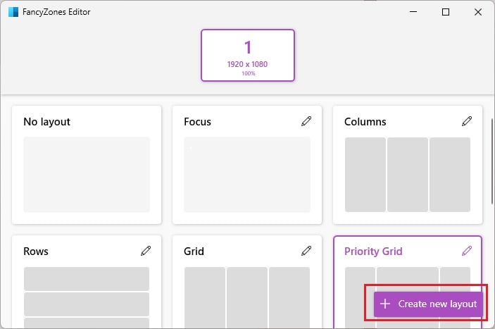 create new layout