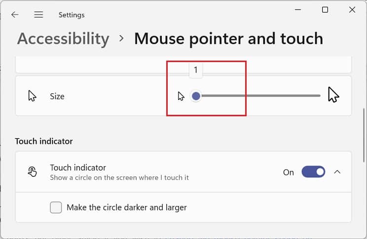 decrease mouse pointer size