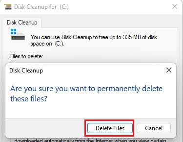 delete files in disk cleanup