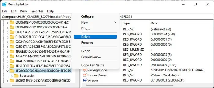 delete-vmware-installer-products