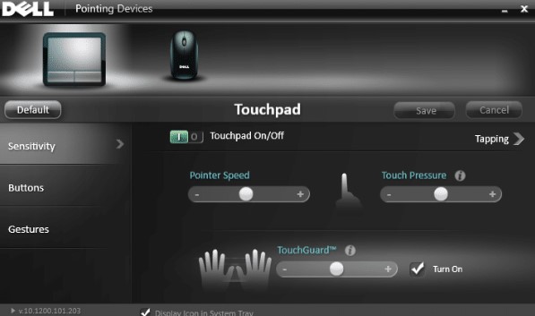 dell touchpad settings