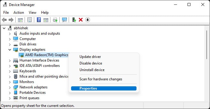 device-manager-graphics-properties
