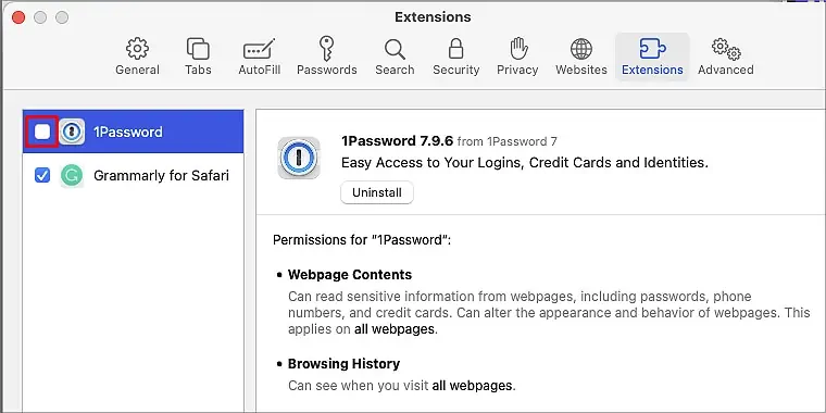 disable-extensions-in-safari