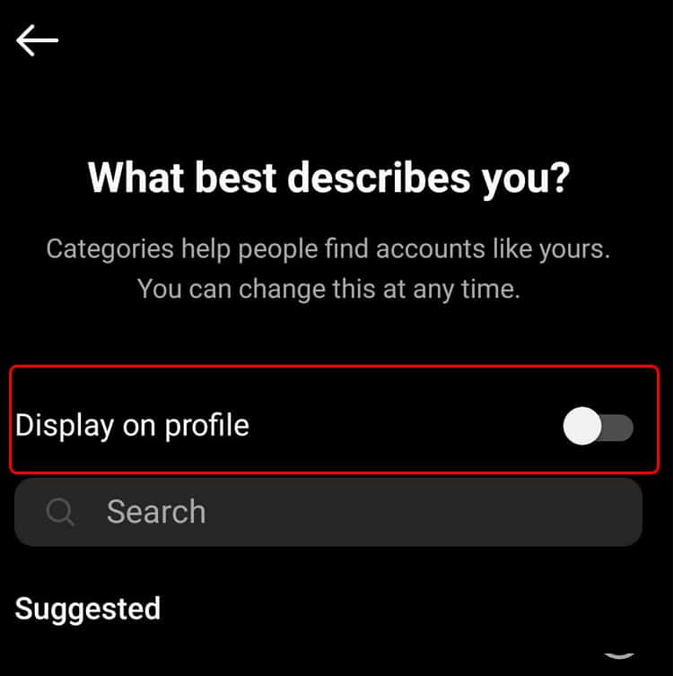 display on profile
