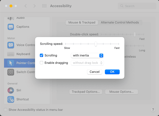 enable scrolling mac