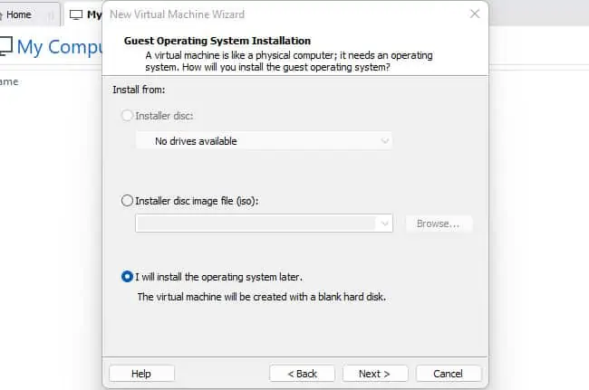 How To Virtualize A Physical Machine With VMware 31 i-will-install-the-operating-system-later