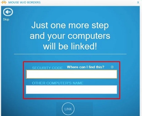 input security code and other computer name