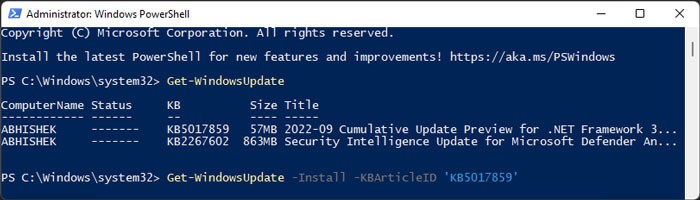 install-particular-update-powershell