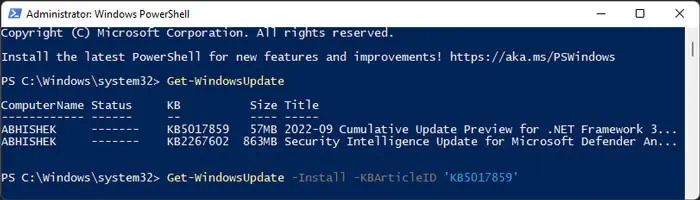 install-particular-update-powershell