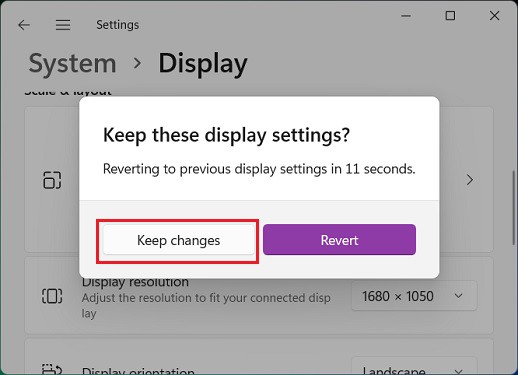 keep changes button
