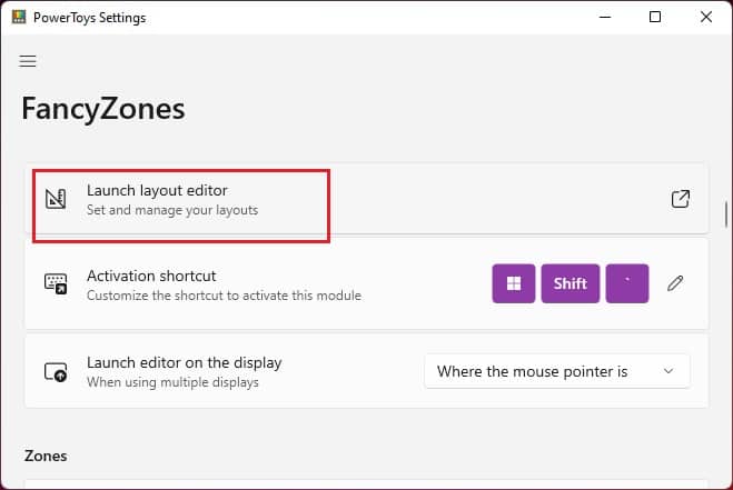 launch layout editor