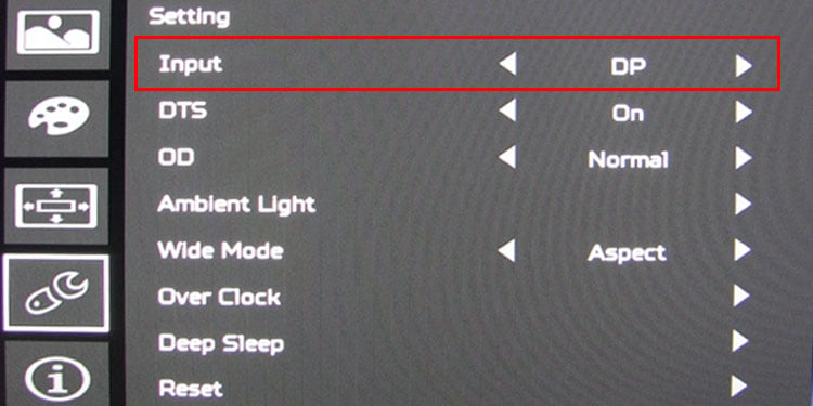 acer monitor input mode