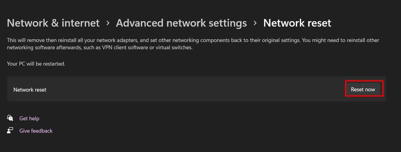 network-reset