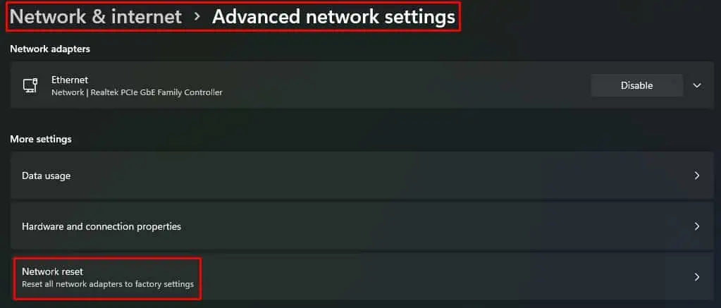 network-reset
