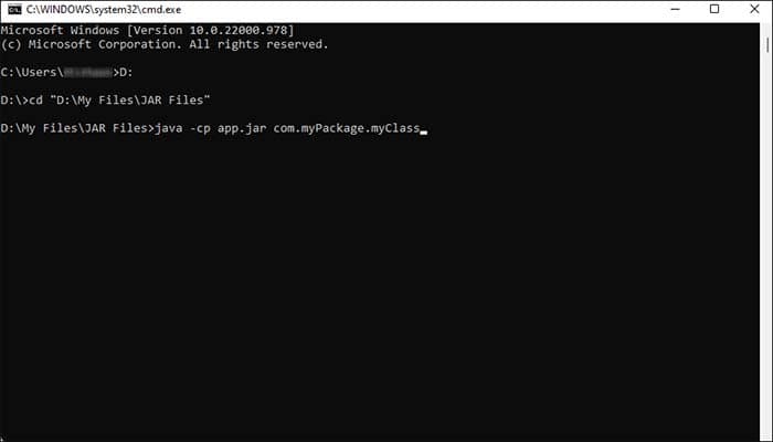 non executable jar file opening command