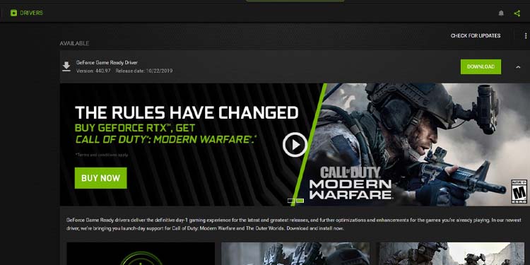 nvidia geforce update driver