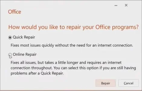 online-repair-for-microsoft-365-on-windows