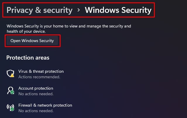 open windows security