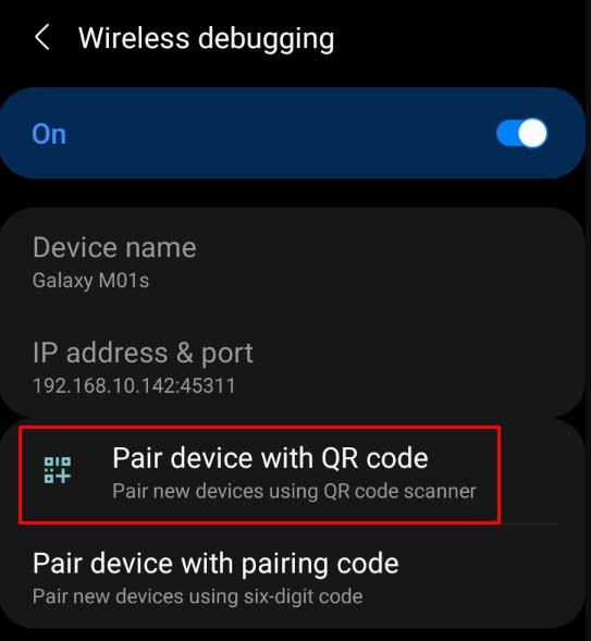 pair device with qr code