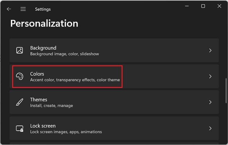personalization colors dark mode
