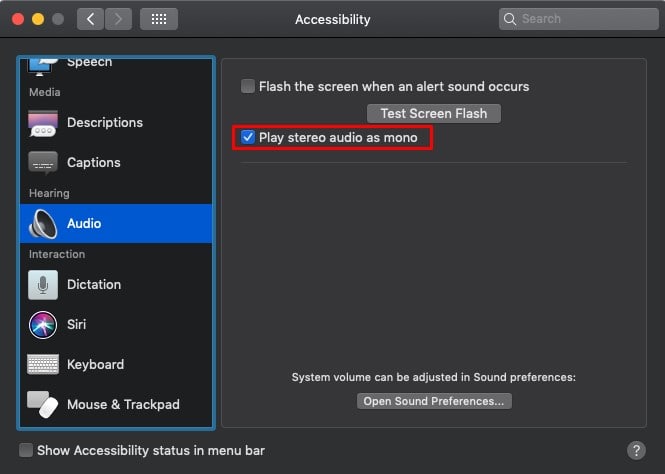play sterio audio as mono
