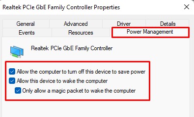 power management of LAN