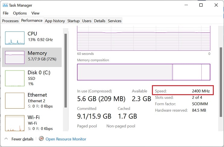 ram speed in task manager