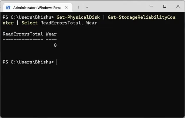 readerrorstotal-and-wear-in-powershell