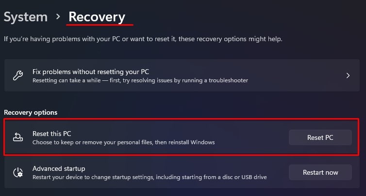 reset PC