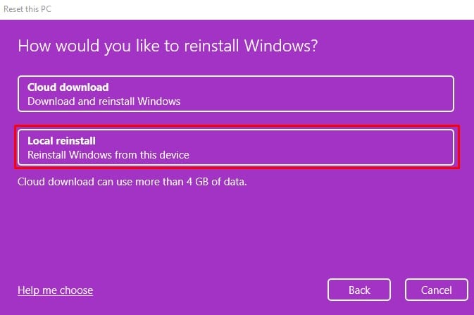 local reinstall