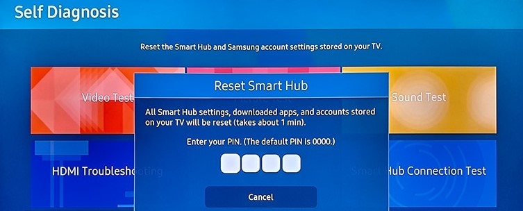 reset smart hub enter pin
