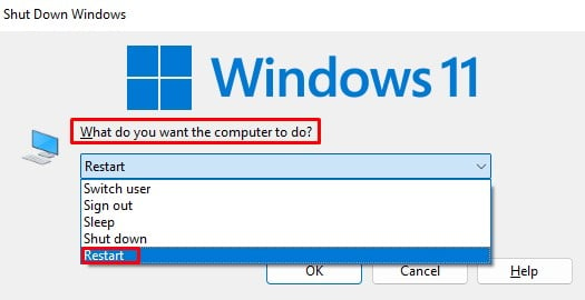 restart from Shut Down Windows box