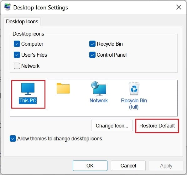 restore desktop icon