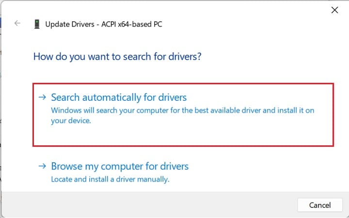 search automatically for drivers