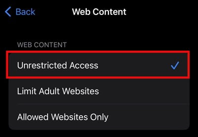 select-the-Unrestricted-access